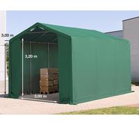 TOOLPORT Outlander 4x6 m hangar, PVC 850, H. 3 m avec portes à fermeture éclair, vert foncé, avec statique (type de sol : béton) - (94075)