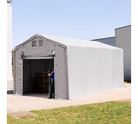 TOOLPORT Outlander 4x8 m hangar, PRIMEtex 2300, H. 3m avec porte actionnée par traction, gris, avec statique (type de sol : béton) - (94191)