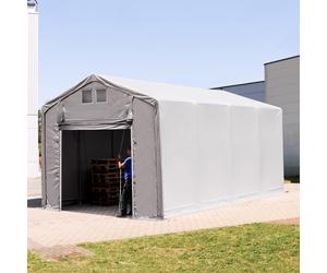 TOOLPORT Outlander 4x8 m hangar, PRIMEtex 2300, H. 3m avec porte actionnée par traction, gris, avec statique (type de sol : béton) - (94191)