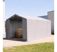 TOOLPORT Outlander 4x8 m hangar, PVC 850, H. 3 m avec portes à fermeture éclair, gris, avec statique (type de sol : terre) - (93849)