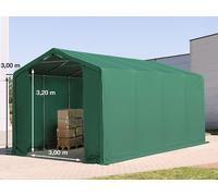 TOOLPORT Outlander 4x8 m hangar, PVC 850, H. 3 m avec portes à fermeture éclair, vert foncé, avec statique (type de sol : terre) - (93842)