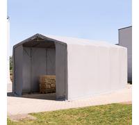 TOOLPORT Outlander 5x10 m hangar, PRIMEtex 2300, H. 4 m avec portes à fermeture éclair, gris, avec statique (type de sol : terre) - (93966)