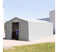 TOOLPORT Outlander 5x10 m hangar, PVC 850, H. 3 m avec porte coulissante, gris, avec statique (type de sol : terre) - (93862)