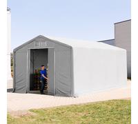 TOOLPORT Outlander 5x8 m hangar, PVC 850, H. 3 m avec porte coulissante, gris, avec statique (type de sol : terre) - (93859)