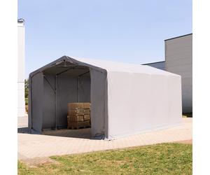 TOOLPORT Outlander 5x8 m hangar, PVC 850, H. 3 m avec portes à fermeture éclair, gris, avec statique (type de sol : terre) - (93857)