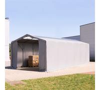 TOOLPORT Outlander 6x12 m hangar, PVC 850, H. 3 m avec portes à fermeture éclair et fenêtres dans le toit, gris, sans statique - (79914)