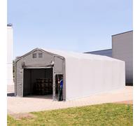 TOOLPORT Outlander 6x12 m hangar, PVC 850, H. 3m avec porte actionnée par traction, gris, avec statique (type de sol : béton) - (94123)