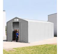 TOOLPORT Outlander 6x12 m hangar, PVC 850, H. 4 m avec porte coulissante et fenêtres dans le toit, gris, avec statique (type de sol : béton) - (94136)
