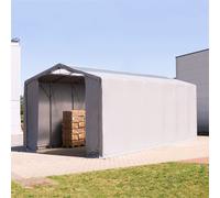 TOOLPORT Outlander 6x12 m hangar, PVC 850, H. 4 m avec portes à fermeture éclair et fenêtres dans le toit, gris, avec statique (type de sol : terre) - (93900)