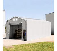 TOOLPORT Outlander 6x12 m hangar, PVC 850, H. 4m avec porte actionnée par traction et fenêtres dans le toit, gris, sans statique - (79924)