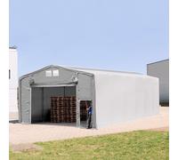 TOOLPORT Outlander 8x12 m hangar, PRIMEtex 2300, H. 4m avec porte actionnée par traction et fenêtres dans le toit, gris, avec statique (type de sol : terre) - (94000)