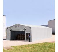 TOOLPORT Outlander 8x12 m hangar, PVC 850, H. 3m avec porte actionnée par traction, gris, avec statique (type de sol : terre) - (93922)