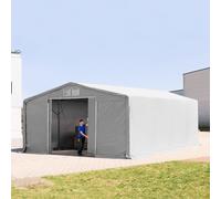 TOOLPORT Outlander 8x8 m hangar, PVC 850, H. 3 m avec porte coulissante, gris, avec statique (type de sol : béton) - (94139)