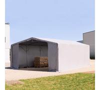 TOOLPORT Outlander 8x8 m hangar, PVC 850, H. 3 m avec portes à fermeture éclair, gris, avec statique (type de sol : béton) - (94137)