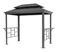 TOOLPORT pavillon de barbecue 2,8 x 1,8 m toit en acier avec 2 tablettes latérales, anthracite
