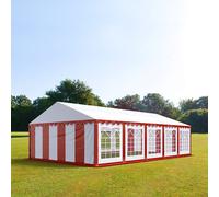 TOOLPORT PRO 5x10 m tente de réception, PVC 700, H. 2 m, rouge-blanc - (6174)