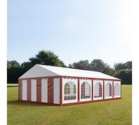 TOOLPORT PRO 5x10 m tente de réception, PVC 750, H. 2 m, rouge-blanc - (7173)