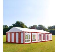 TOOLPORT PRO 6x12 m tente de réception, PVC 700, H. 2 m, rouge-blanc - (6059)