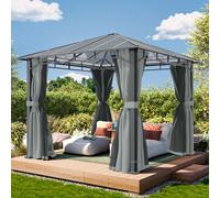 TOOLPORT Sunset 3x3 m Tonnelle de jardin, Aluminium, toit rigide, mid grey - (300674)