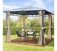TOOLPORT Sunset 3x3 m, Tonnelle de jardin, Sunset Deluxe, toit rigide, champagne - (300166)