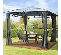 TOOLPORT Sunset 3x3 m, Tonnelle de jardin, Sunset Deluxe, toit rigide, gris - (300048)
