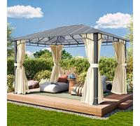 TOOLPORT Sunset 3x4 m Tonnelle de jardin, Aluminium, toit rigide, champagne - (300678)