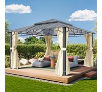 TOOLPORT Sunset 4x4 m Tonnelle de jardin, Aluminium, toit rigide, champagne - (300683)