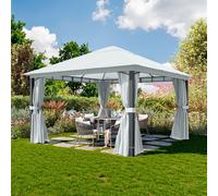 TOOLPORT Sunset 4x4 m Tonnelle de jardin, Aluminium, toit souple, gris perle - (300687)