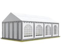 TOOLPORT Tente Barnum de Réception 4x8 m difficilement inflammable Bâches PVC 750 N gris-blanc Cadre de Sol Jardin