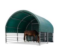 TOOLPORT Tente de pâturage 4x4 m bâche PVC 2300 Newton abri pour chevaux - type de sol : terre - ouvert Ã l'avant - vert