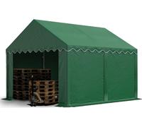 TOOLPORT Tente de stockage 3x4 m abri bâche PVC 750 N imperméable vert foncé avec cadre de sol