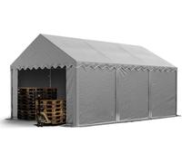TOOLPORT Tente de stockage 4x6 m abri bâche PVC 750 N imperméable gris avec cadre de sol