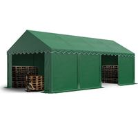 TOOLPORT Tente de stockage 4x8 m abri bâche PVC 750 N imperméable vert foncé avec cadre de sol