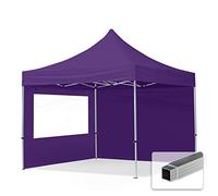 TOOLPORT Tente Pliante 3x3 m - 2 côtés Aluminium Barnum Chapiteau Pliant Tonnelle Stand Paddock Réception Abri PES300 Mauve