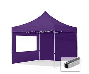 TOOLPORT Tente Pliante 3x3 m - 2 côtés Aluminium Barnum Chapiteau Pliant Tonnelle Stand Paddock Réception Abri PES300 Mauve