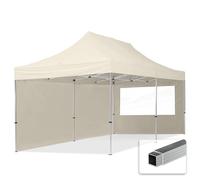 TOOLPORT Tente Pliante 3x6 m - 2 côtés Aluminium Barnum Chapiteau Pliant Tonnelle Stand Paddock Réception Abri PES300 crème