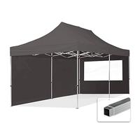 TOOLPORT Tente Pliante 3x6 m - 2 côtés Aluminium Barnum Chapiteau Pliant Tonnelle Stand Paddock Réception Abri PES300 Gris