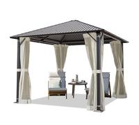 TOOLPORT Tonnelle de Jardin 3x3 m avec Toit en Acier - Hardtop Pavillon avec 4 Parois latérales et 4 Moustiquaires en crème