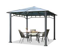 TOOLPORT Tonnelle de jardin 3x3 m structure aluminium - toit polycarbonate env. 8 mm - pavillon sans parois latérales