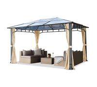 TOOLPORT Tonnelle de jardin 3x4 m structure aluminium - toit polycarbonate env. 8 mm - pavillon champagne