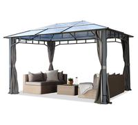 TOOLPORT Tonnelle de jardin 3x4 m structure aluminium - toit polycarbonate env. 8 mm - pavillon gris
