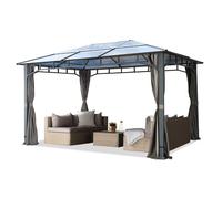 TOOLPORT Tonnelle de jardin 3x4 m structure aluminium - toit polycarbonate env. 8 mm - pavillon gris