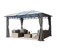 TOOLPORT Tonnelle de jardin 3x4 m structure aluminium - toit polycarbonate env. 8 mm - pavillon gris
