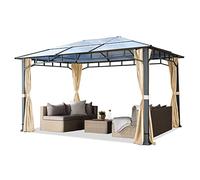 TOOLPORT Tonnelle de Jardin 3x4 m Structure en Aluminium Toit Polycarbonate épaisseur env. 8 mm pavillon de Jardin Champagne