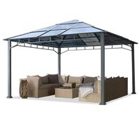 TOOLPORT Tonnelle de jardin 4x4 m structure aluminium - toit polycarbonate env. 8 mm - pavillon sans parois latérales