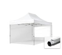 TOOLPORT Tonnelle pliante 3x4,5 m Professional Alu avec 2 côtés blanc | Bâche polyester haute performance 800 N, coutures thermosoudées