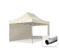 TOOLPORT Tonnelle pliante 3x4,5 m Professional Alu avec 2 côtés crème | Bâche polyester haute performance 800 N, coutures thermosoudées