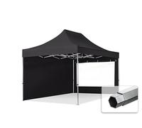 TOOLPORT Tonnelle pliante 3x4,5 m Professional Alu avec 2 côtés noir | Bâche polyester haute performance 800 N, coutures thermosoudées