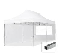 TOOLPORT Tonnelle pliante 3x6 m Economy Alu avec 2 côtés blanc | Bâche polyester haute performance 700 N, coutures thermosoudées