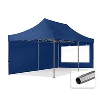 TOOLPORT Tonnelle pliante 3x6 m Premium acier avec 2 côtés bleu | Bâche polyester haute performance 750 N, coutures thermosoudées